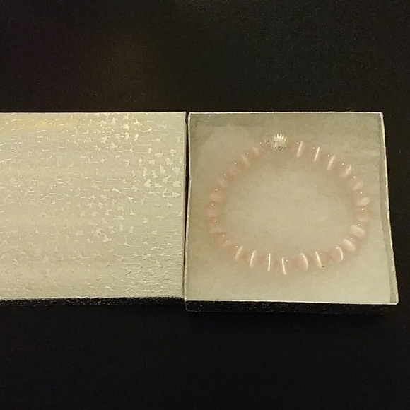 Carnation Pink Cat Eye Stone Bracelet - Picture 7 of 8